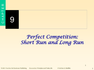 Perfect Competition: Short Run and Long Run