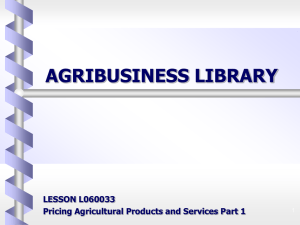 Pricing Agricultural Products and Services