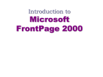 Beginning Microsoft Front Page