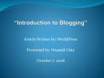 Introdution to Blogging