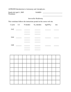 ASTR2050 Introduction to Astronomy and Astrophysics Studio lab April 1, 2005