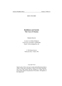 Buddhism and Suicide The Case of Channa ISSN 1076-9005 Damien Keown