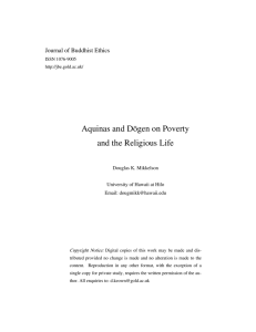 Aquinas and Dōgen on Poverty and the Religious Life