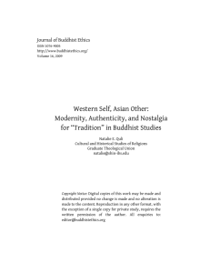Western Self, Asian Other: Modernity, Authenticity, and Nostalgia Journal of Buddhist Ethics