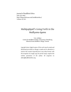 Mahāpajāpatī’s Going Forth in the Madhyama-āgama Journal of Buddhist Ethics