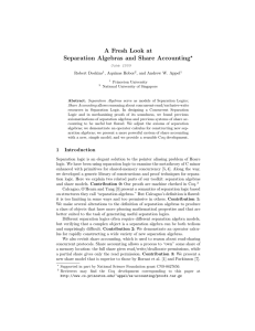 A Fresh Look at Separation Algebras and Share Accounting ? Robert Dockins