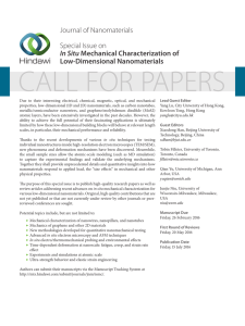 CALL FOR PAPERS Journal of Nanomaterials Special Issue on
