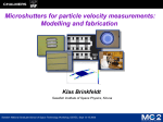 Microshutters for particle velocity measurements: Modelling and