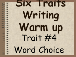 Six Traits Writing Warm up - Conroe Independent School