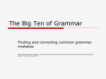 The Big Ten of Grammar - Mrs. Bannecker's Web Page