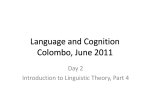 Language and Cognition Colombo, June 2011