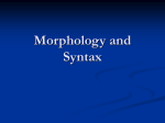 Morph & Synt supertut slides - Linguistics and English Language