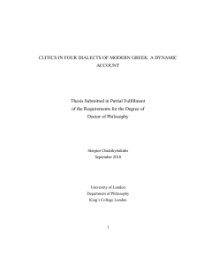 CLITICS IN FOUR DIALECTS OF MODERN GREEK: A DYNAMIC ACCOUNT