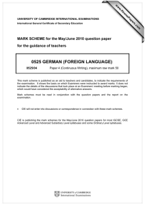 0525 GERMAN (FOREIGN LANGUAGE)  for the guidance of teachers