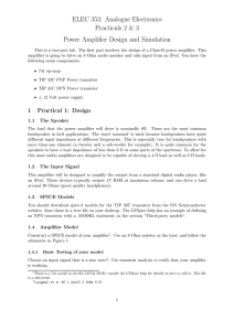 ELEC 353: Analogue Electronics Practicals 2 &amp; 3