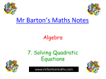 Solving Quadratics - Chiltern Edge School