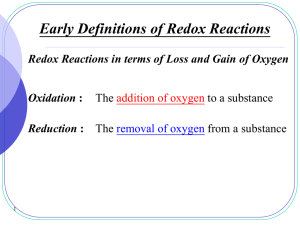 Redox reactions - SALEM-Immanuel Lutheran College