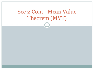 Sec 1 Cont: Mean Value Theorem (MVT)