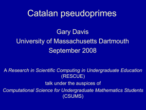 Catalan pseudoprimes - Research in Scientific Computing in