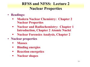 RFSS and NFSS: Lecture 2Nuclear Properties