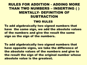 RULES FOR ADDITION - ADDING MORE THAN TWO NUMBERS