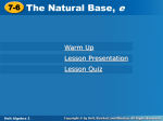 The Natural Base, e - Plain Local Schools