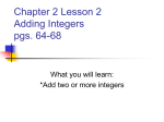 Chapter 2 Lesson 2 Adding Integers pgs. 64-68