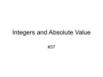 Integers and Absolute Value