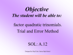 Unit 10-3 Objectives The student will be able to: