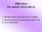 Prime Factorization GCF notes