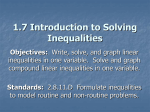 1.7 Introduction to Solving Inequalities