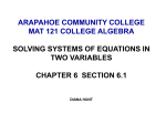 Section 6_1 Solving Systems of Eqns