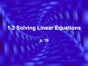 1.3 Solving Linear Equations