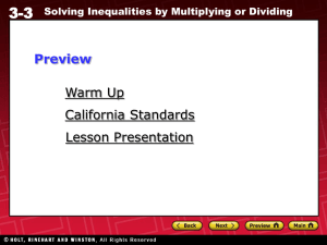 3-3 Solving Inequalities by Multiplying or Dividing