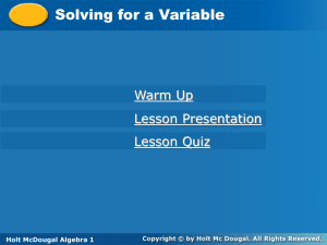 solving for a variable