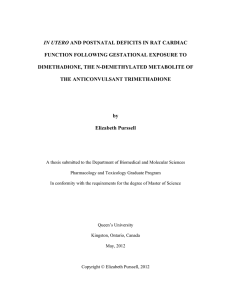 IN UTERO FUNCTION FOLLOWING GESTATIONAL EXPOSURE TO DIMETHADIONE, THE N-DEMETHYLATED METABOLITE OF