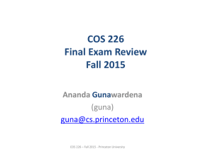 COS 226 Final Exam Review Fall 2015 Ananda
