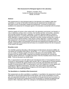 Risk Assessment for Biological Agents in the Laboratory  Abstract