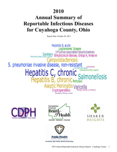 2010 Annual Summary of Reportable Infectious Diseases for Cuyahoga County, Ohio
