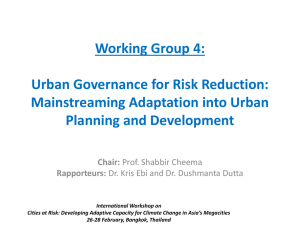 Working Group 4: Urban Governance for Risk Reduction
