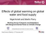 Effects of global warming on global water and food