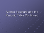 Atomic Structure and the Periodic Table Continued