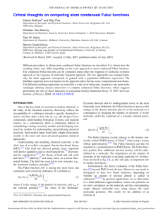 Critical thoughts on computing atom condensed Fukui functions Bultinck and Stijn Fias