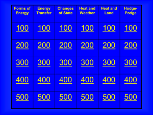 Forms of Energy Energy Transfer Changes of State Heat and