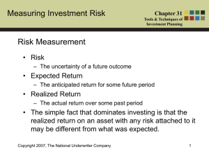 Chapter 31 Tools & Techniques of Investment Planning