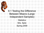 8.1 Testing the Difference Between Means (Large Independent