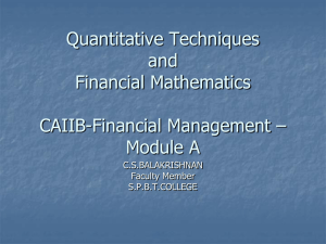 Quantitative Techniques and Financial Mathematics