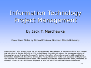 Chapter 1: The Nature of Information Technology Projects