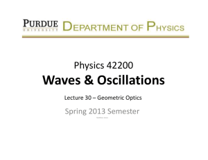 Waves &amp; Oscillations Physics 42200 Spring 2013 Semester Lecture 30 – Geometric Optics