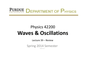 Waves &amp; Oscillations Physics 42200 Spring 2014 Semester Lecture 39 – Review